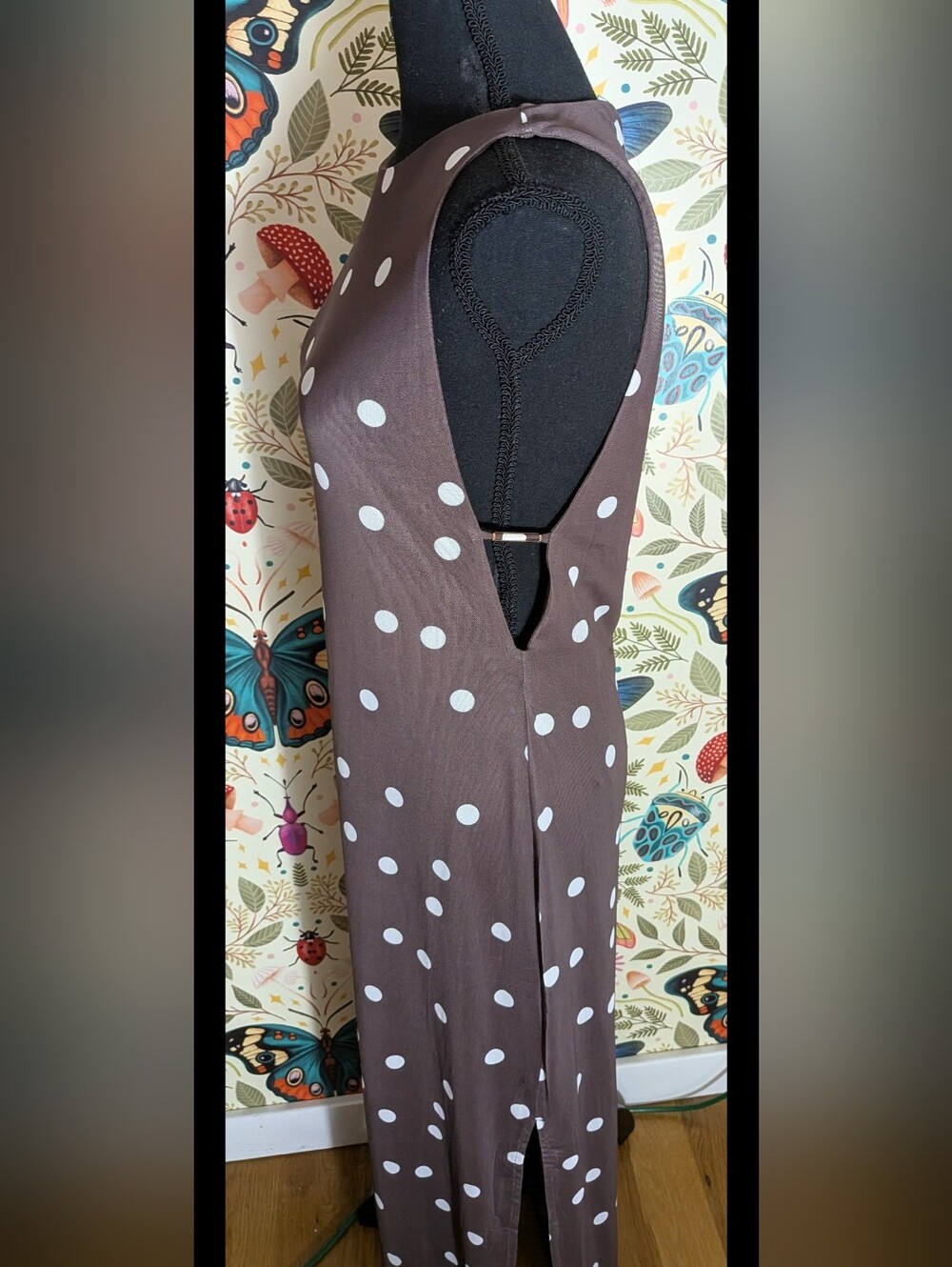 Caroline Constas Brown Coverup Dress with White Polka Dots, NWT! - Picture 5 of 11